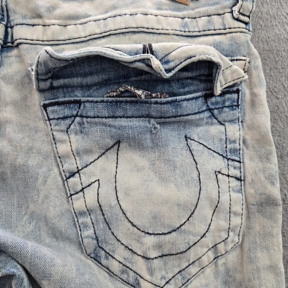 True Religion Men Jeans 32 Blue Acid‎ Wash Skinny Denim Mid Rise 33